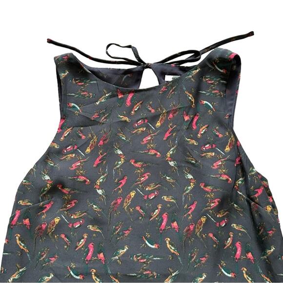 Kimchi Blue Dress Gray Bird Print Sleeveless Pockets Cut Out Back Mini Dress XS - Picture 6 of 10